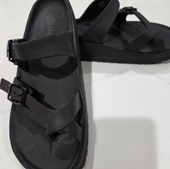 SCKECHERS Black Slide Sandals with Buckles - Picture 15 of 16
